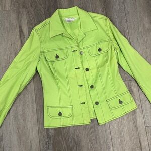 Maggy London Bright Green Jean Jacket